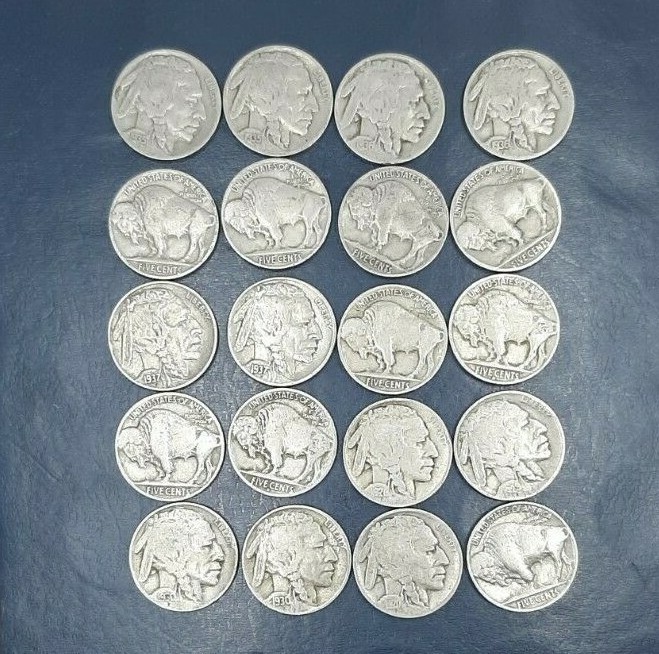 20(EACH) FULL DATE  BUFFALO NICKELS FROM THE  20s AND 30s 