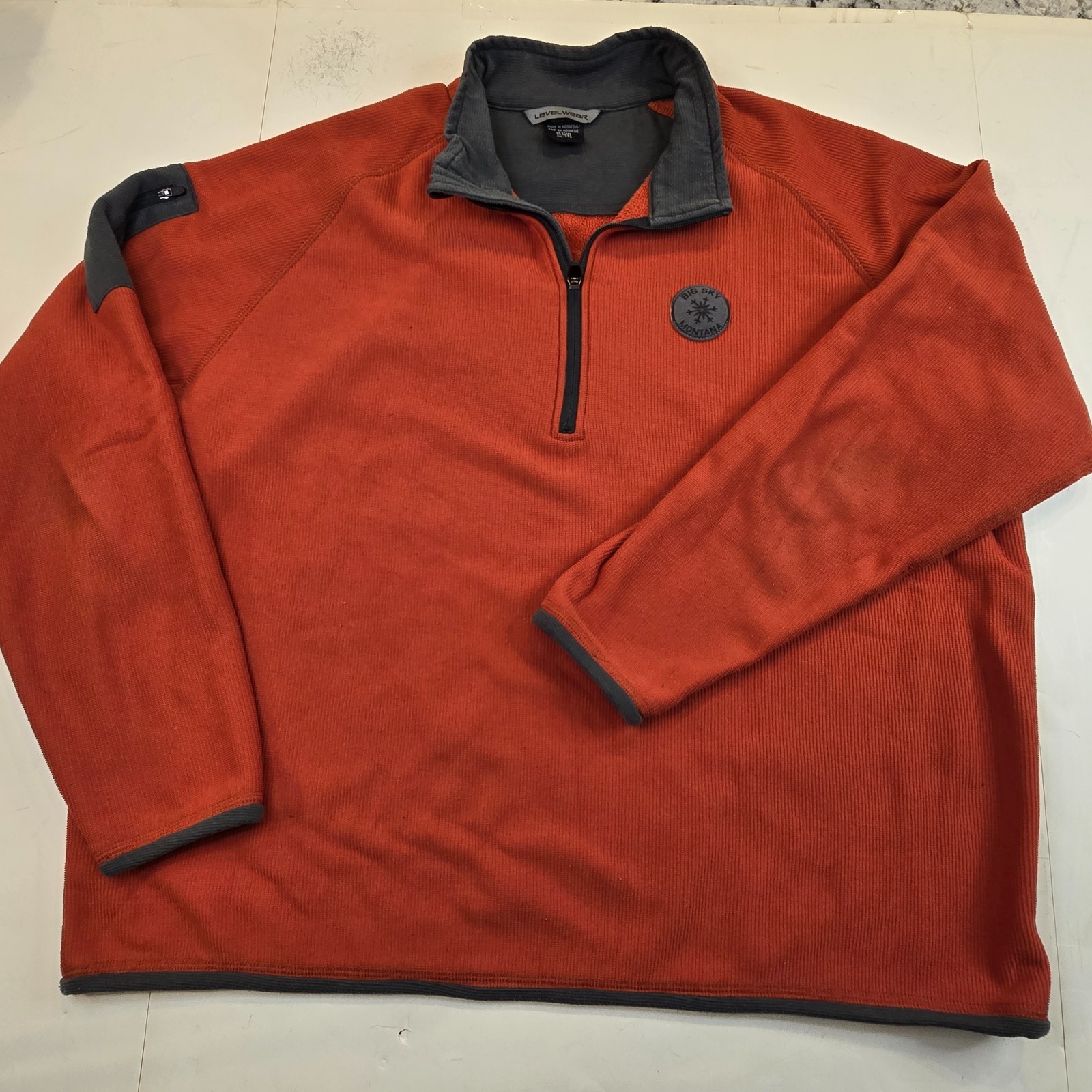 Level Wear Performance Long Sleeve Quarter Zip Orange/Pumpkin 2XL Big Sky Logo
