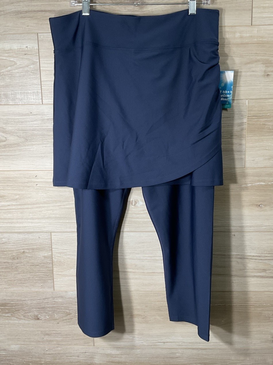 NEW Coolibar Capri Skirted Leggings Womens XL Navy Swim UPF50+ Modest Sporty NEW Coolibar Capri Skirted Leggings Womens XL Navy Swim UPF50+ Modest Sporty