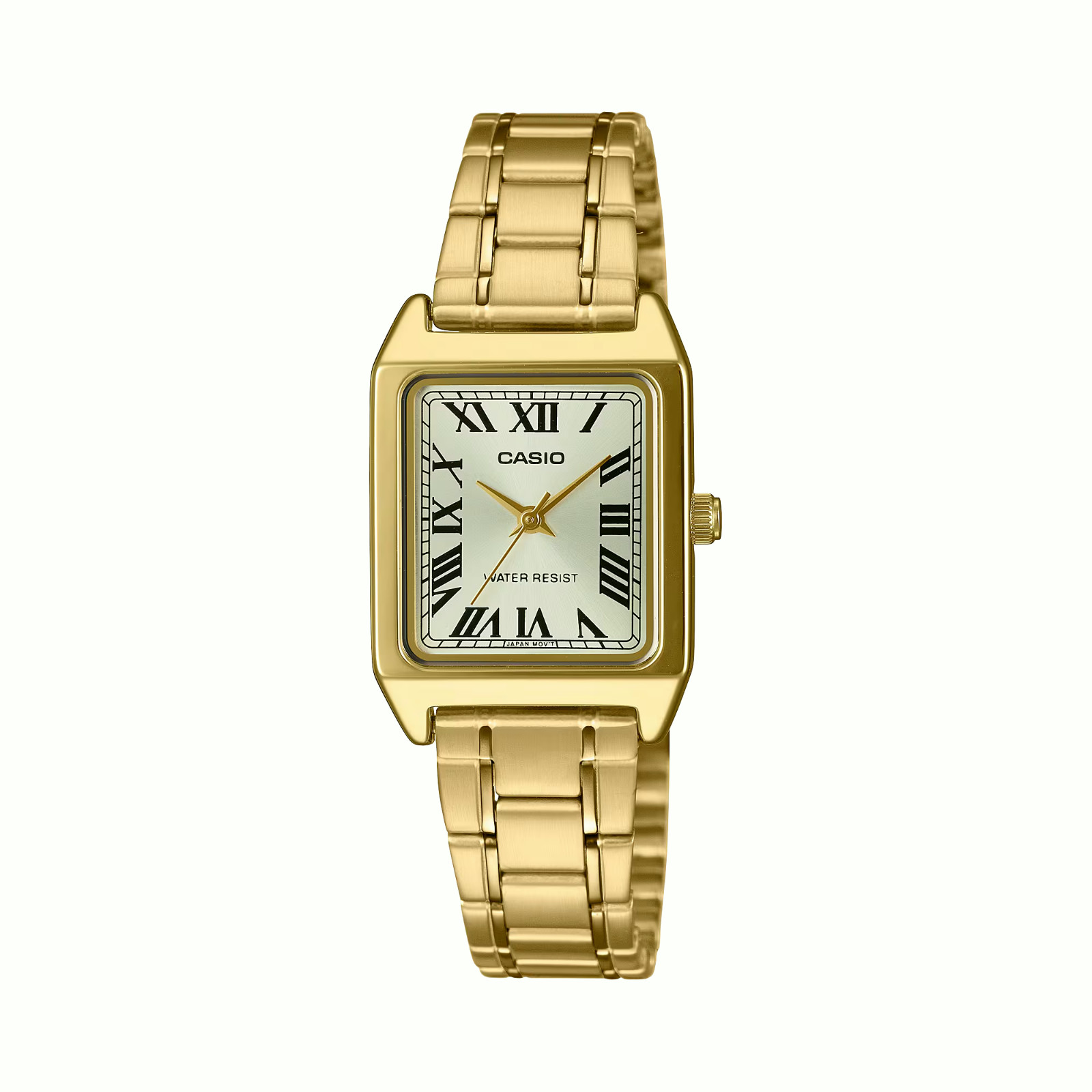 Casio Rectangular Elegant Silver Dial Gold Tone Women\'s Watch LTP-V007G-9B