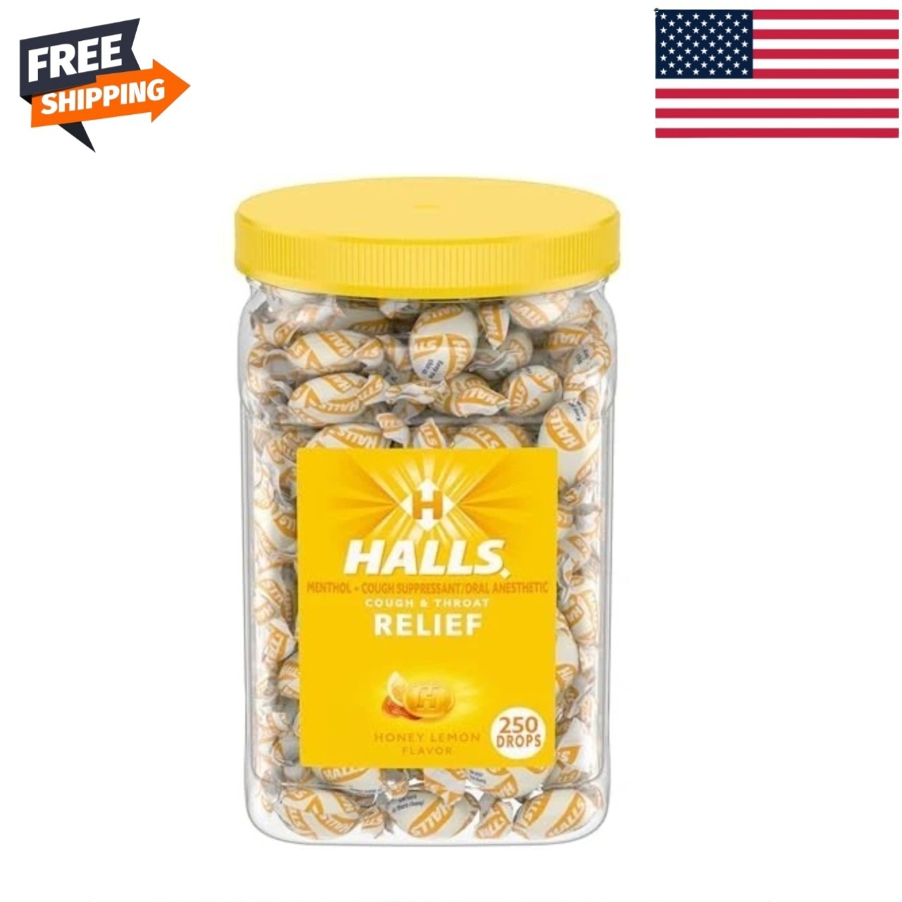 Halls Relief Honey Lemon Cough Drops Bulk 250 Count