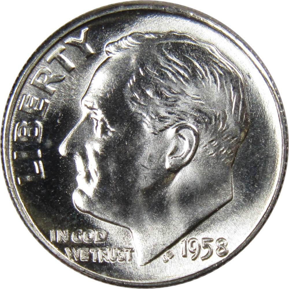 1958 Roosevelt Silver Dime Uncirculated Mint State 10c Coin