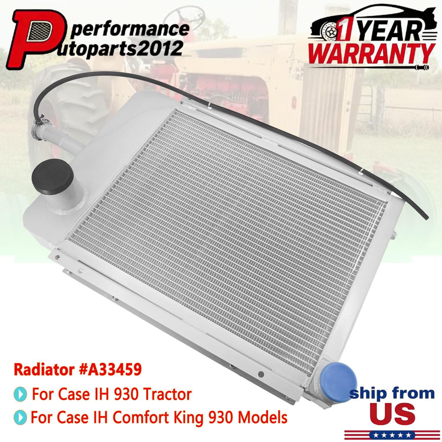 4 Row Aluminum Tractor Radiator For Case IH 930 & Comfort King A33459 US STOCK