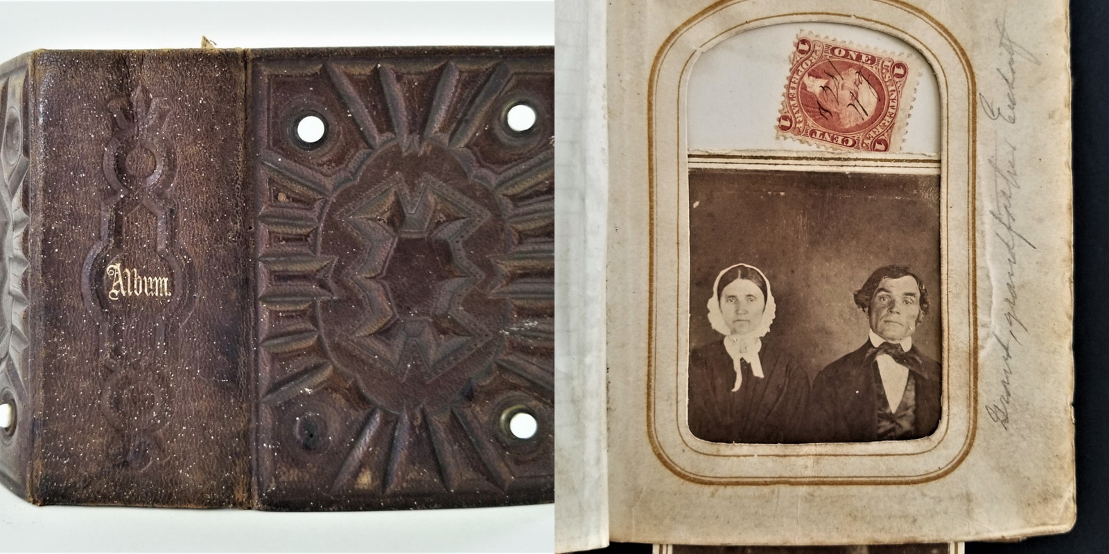 1800s antique PHOTO ALBUM gettysburg hanover pa EICHOLTZ family leather 29pc CDV
