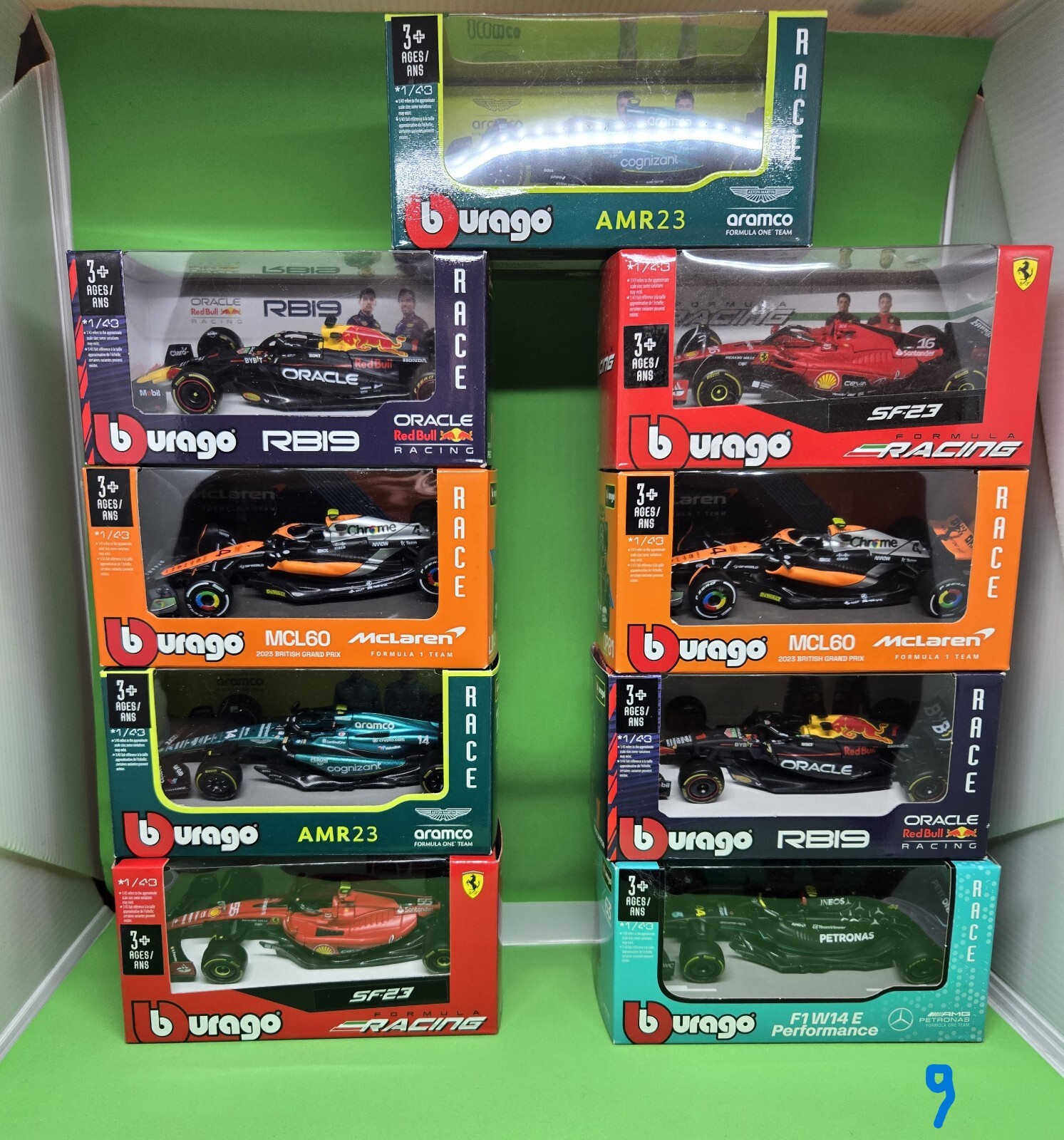Bburago Die-Cast Rreplica Collectible Race Car Vehicles - Lot of 9