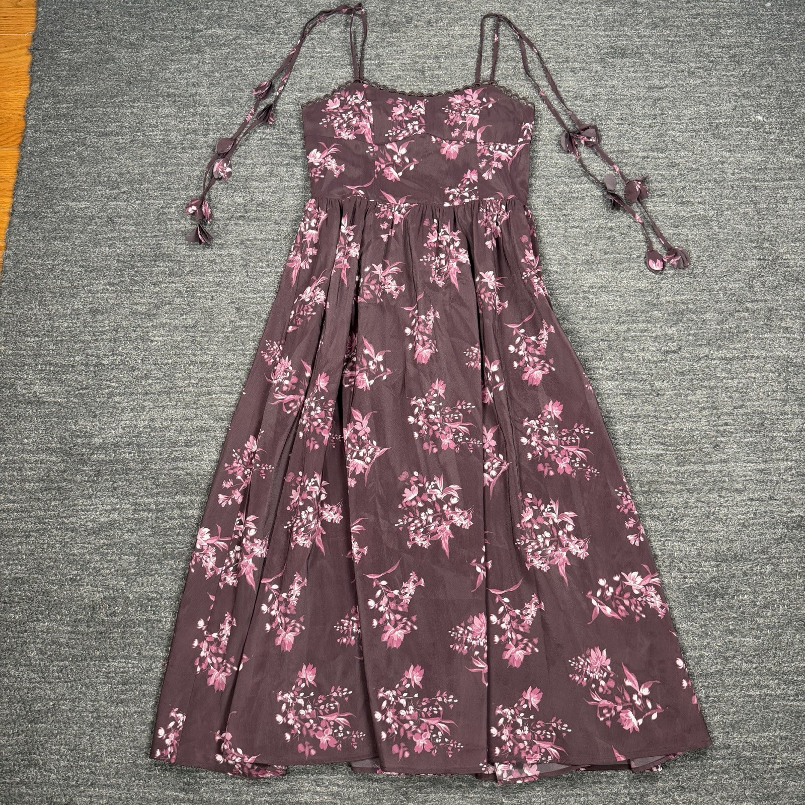 Anthropologie Lea Midi  Dress Medium Dark Floral Cottagecore Romantic Whimsical