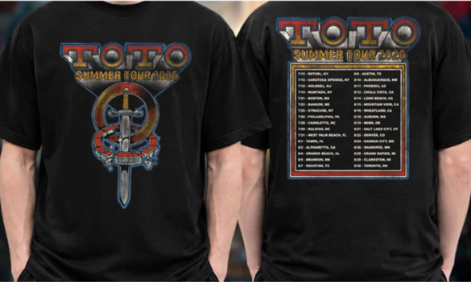 Toto Band Summer Tour 2026 Shirt Black Concert Reprint