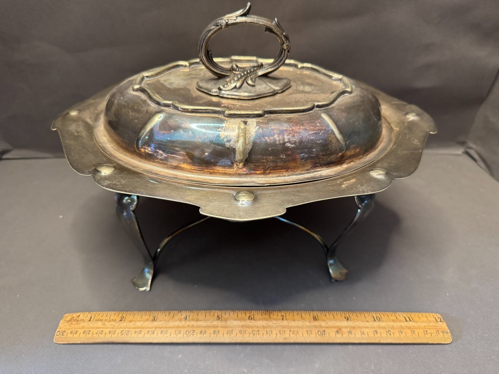 MAPPIN & WEBBS TRIPLE DEPOSIT PRINCE\'S PLATE SHEFFIELD CHAFFING DISH W13810 VTG
