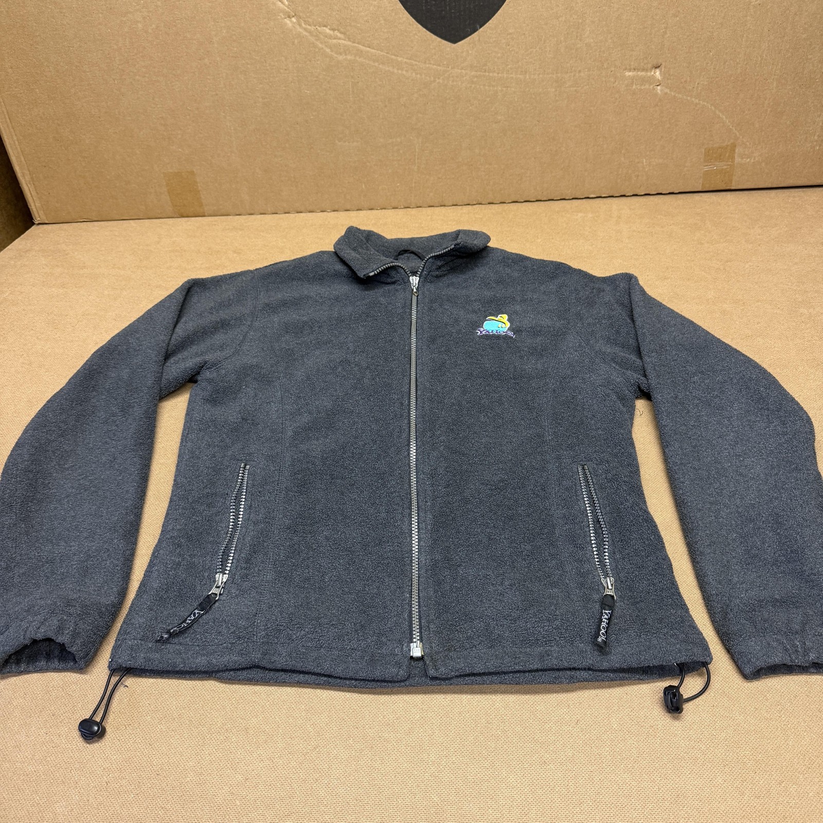 Vintage Yahoo Jacket Mens Small Gray Fleece Full Zip Do You Yahoo 2002 Promo