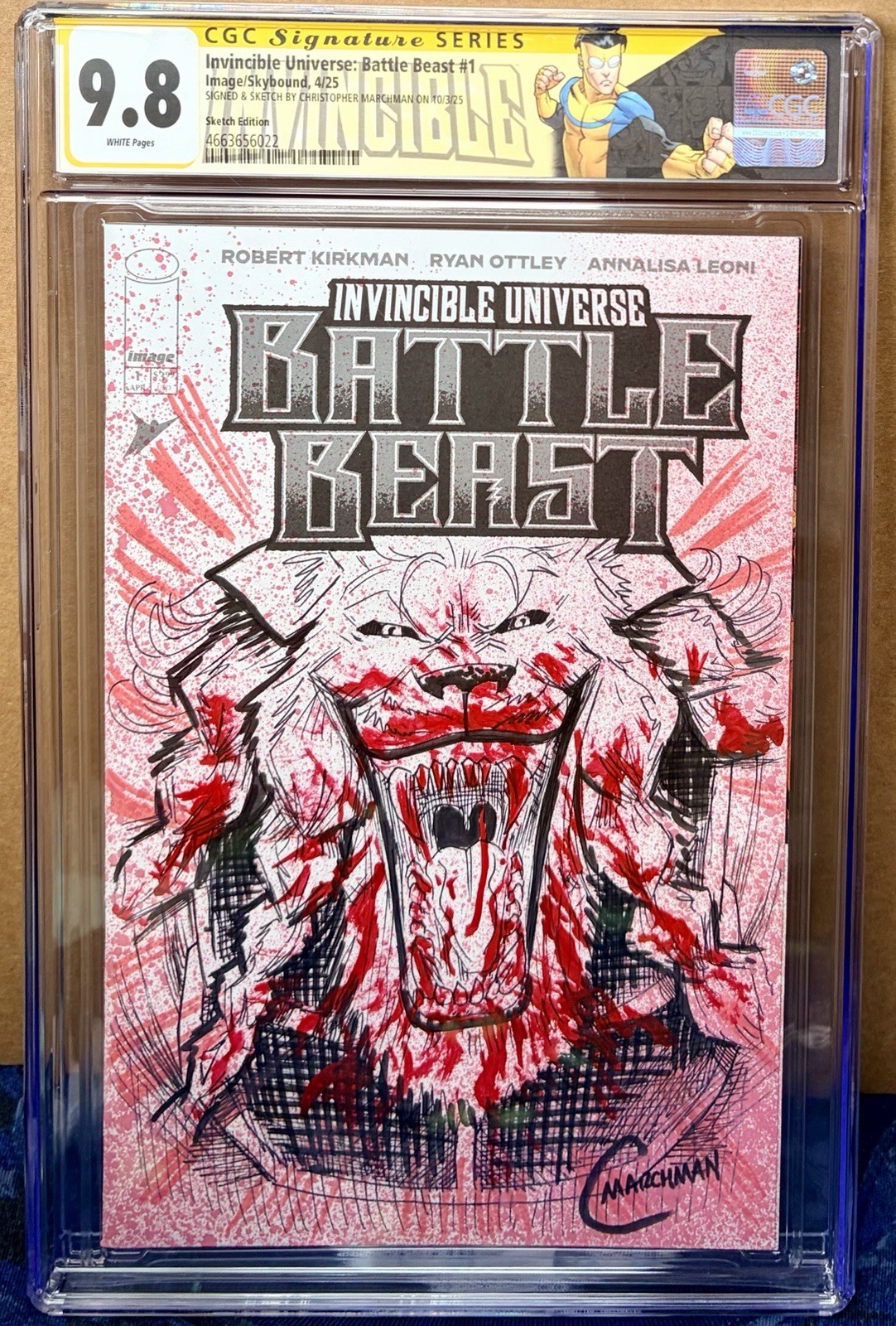 Invincible Universe: Battle Beast #1 Colored Sketch CGC 9.8 Chris Marchman 1/1 Invincible Universe: Battle Beast #1 Colored Sketch CGC 9.8 Chris Marchman 1/1