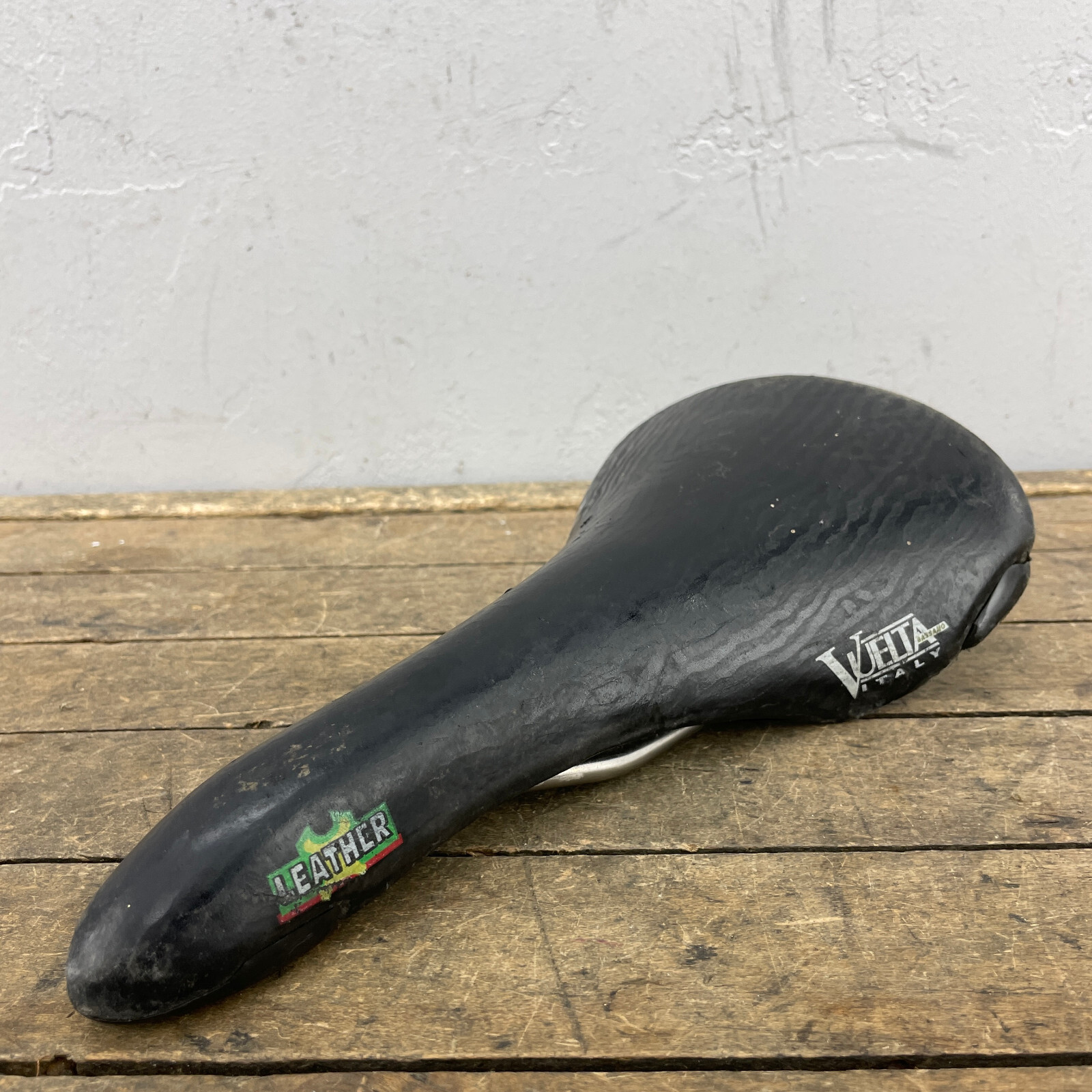 Vintage Bassano Seat Leather Saddle Titanium Rail Selle Vuelta Stitch Italy Vintage Bassano Seat Leather Saddle Titanium Rail Selle Vuelta Stitch Italy