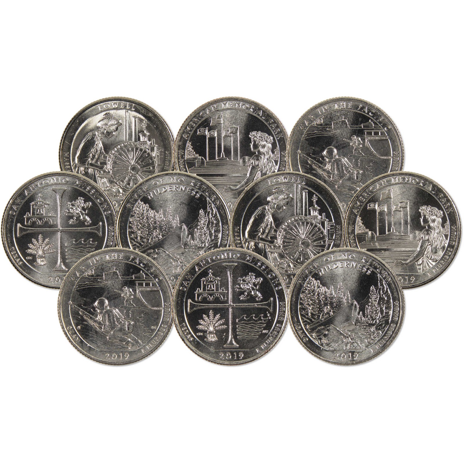 2019 P&D Quarter 10 Coin Set Clad Uncirculated Mint State