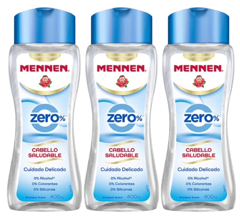 MENNEN Zero%  Shampoo 0% Alcohol, Colorants & Silicones 400 mL – 3 Pack