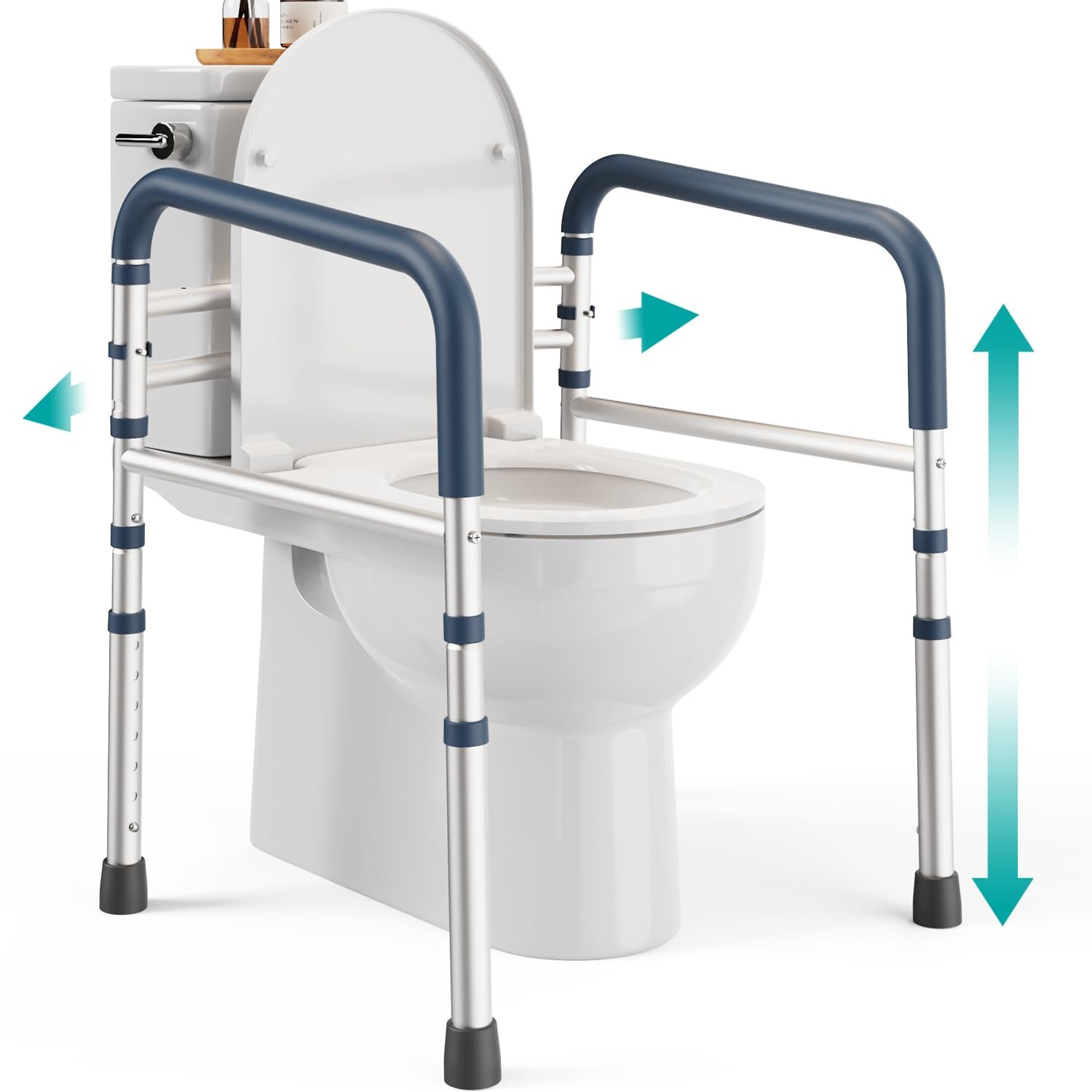 PELEGON Toilet Safety Rails (350 lb) - Adjustable Adjustable, Dark Blue PELEGON Toilet Safety Rails (350 lb) - Adjustable Adjustable, Dark Blue