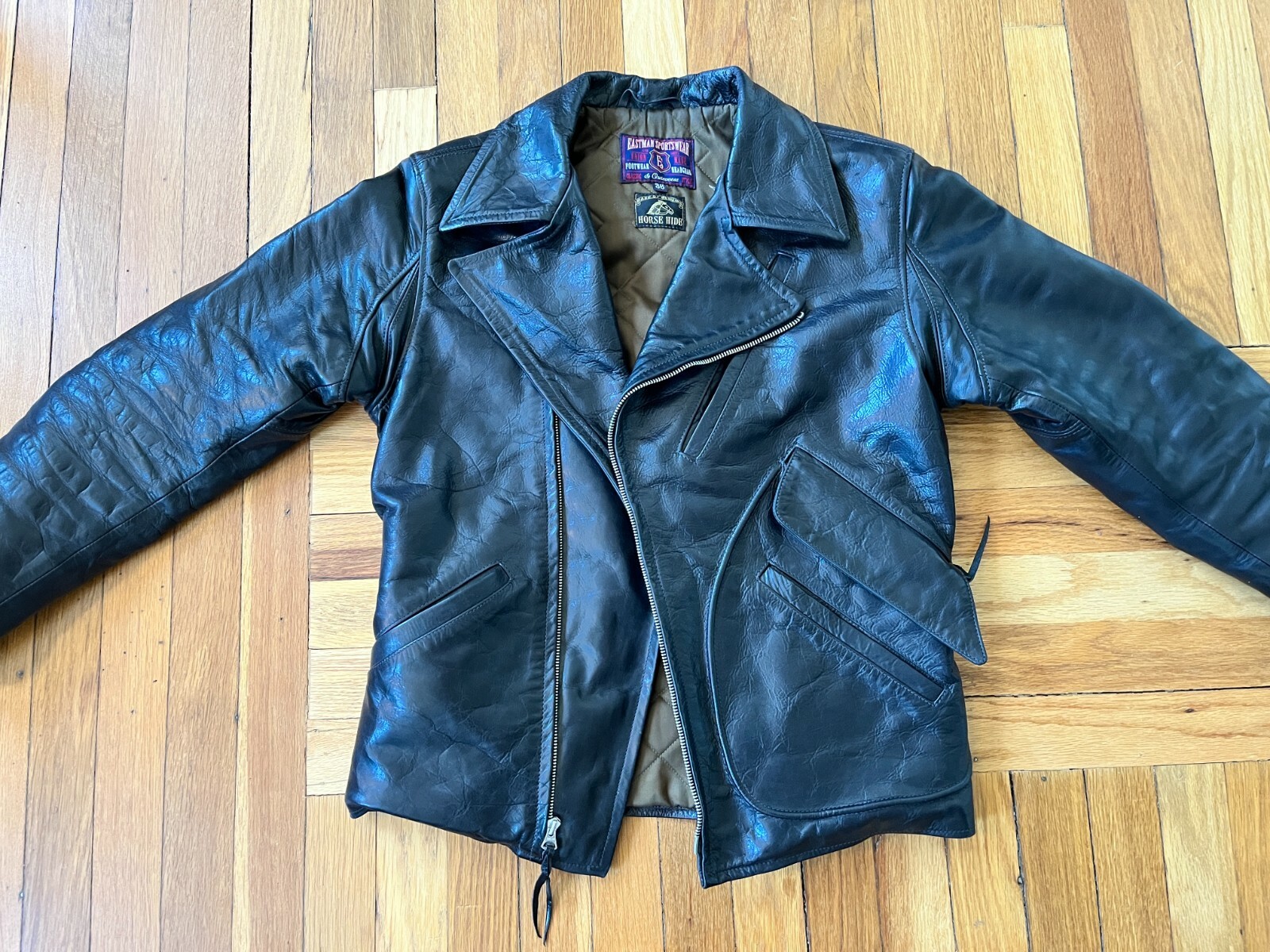 Eastman Leather Co. Windward 36R Vintage-Style Black Motorcycle Pockets Jacket