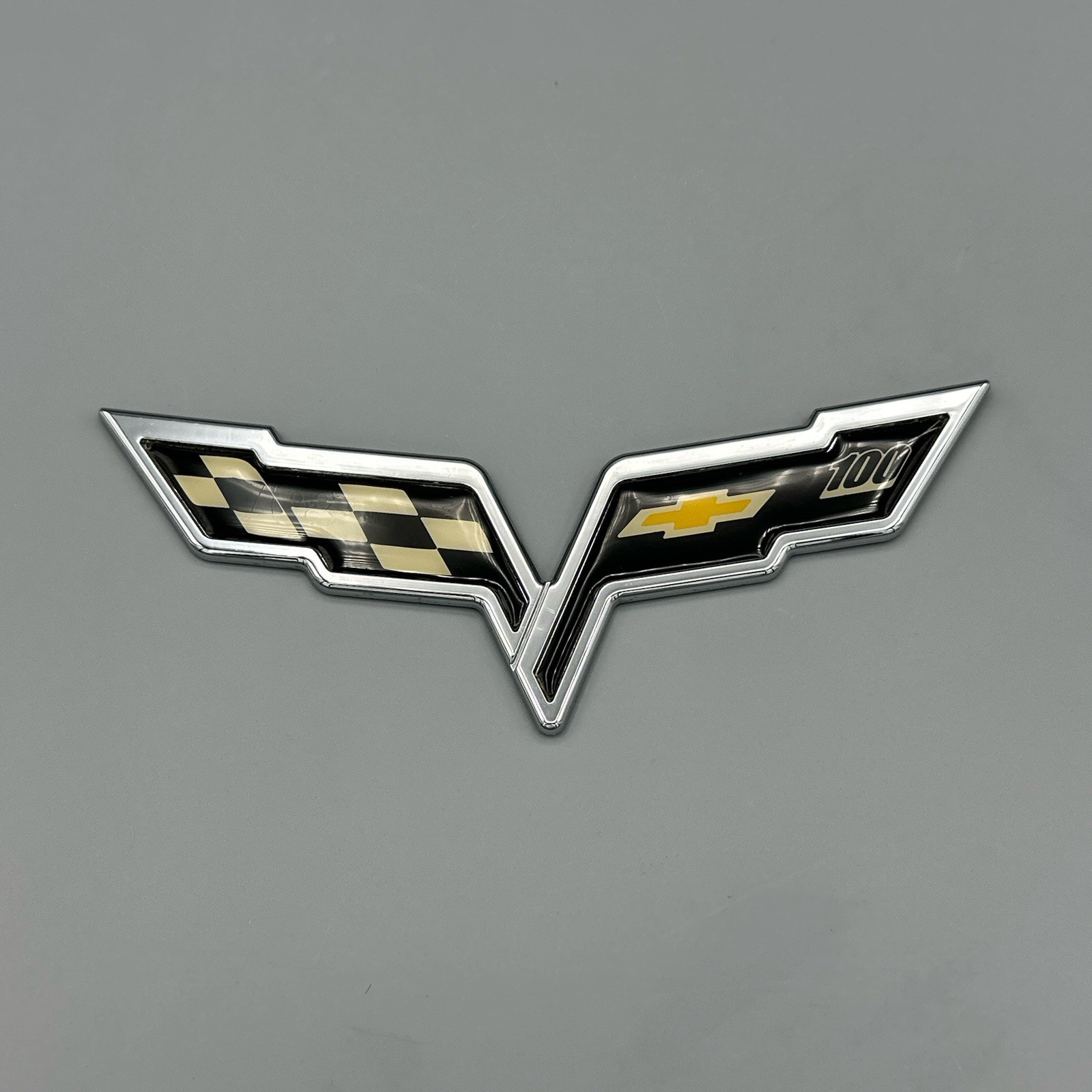 Chrome Cross Flag 100 Years Centennial Bumper Emblem Fits Corvette C6 2005-2013