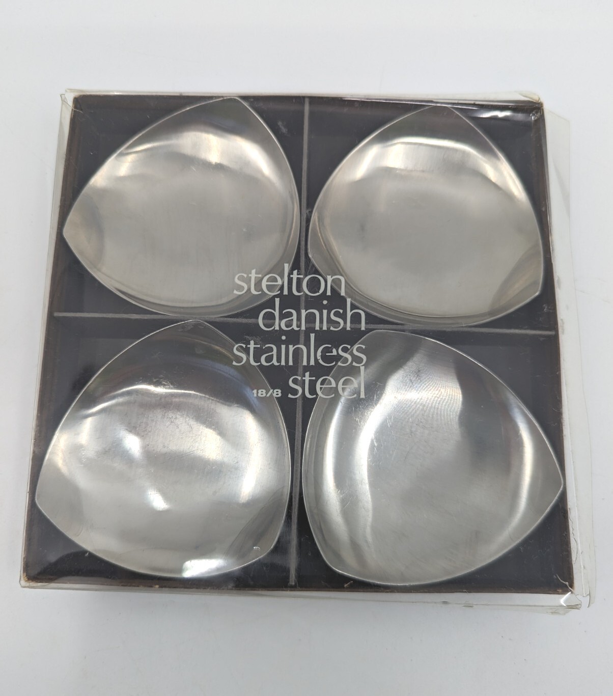 Vintage Set of 4 IOB Stelton Stainless Steel 18/8 Candle Holders Made In Denmark Vintage Set of 4 IOB Stelton Stainless Steel 18/8 Candle Holders Made In Denmark