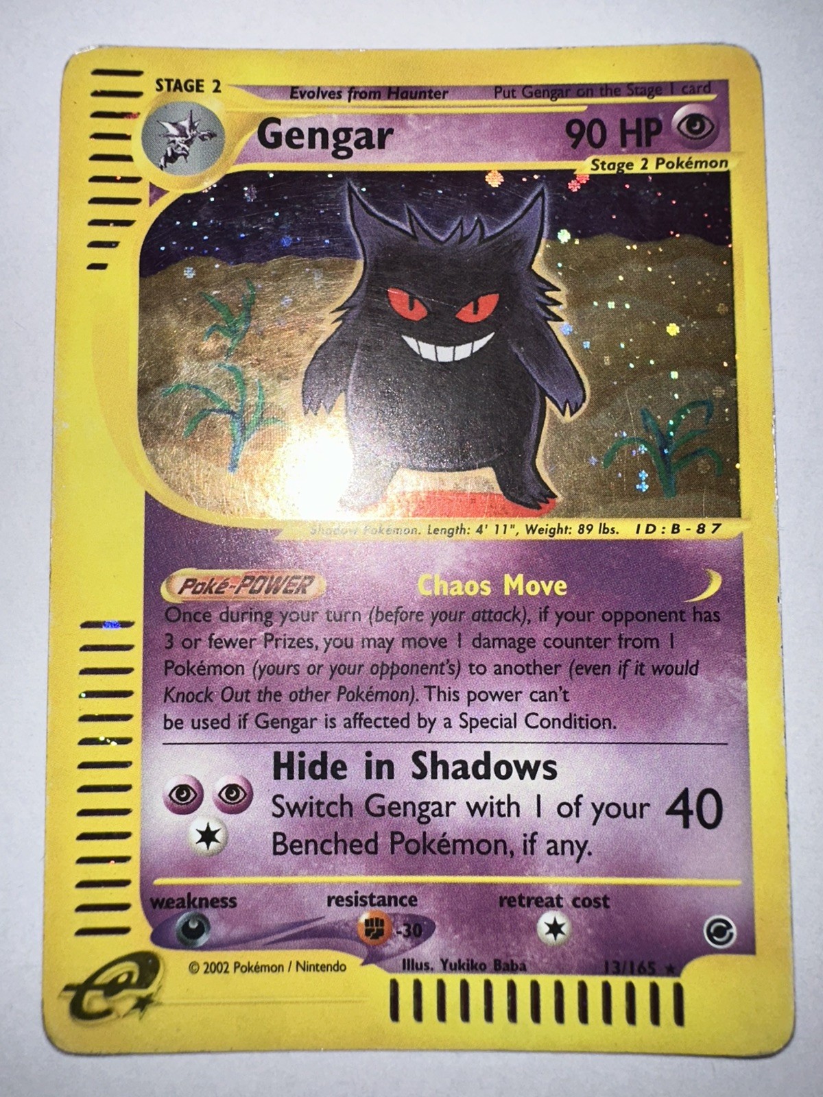 Pokemon Gengar Holo 13/165 Expedition E-series 2002 Vintage Rare English Card