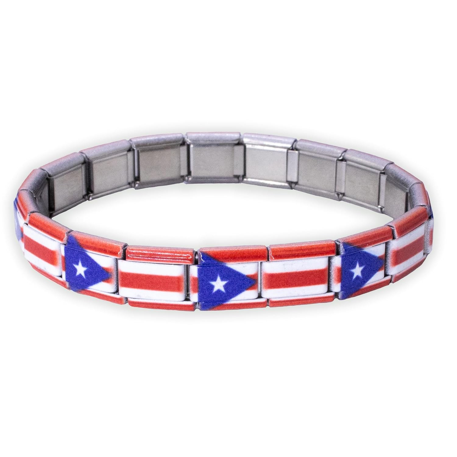 Fablinks Italian Charm Bracelet, 9mm Stainless Steel Flag Charms Link Bracelets