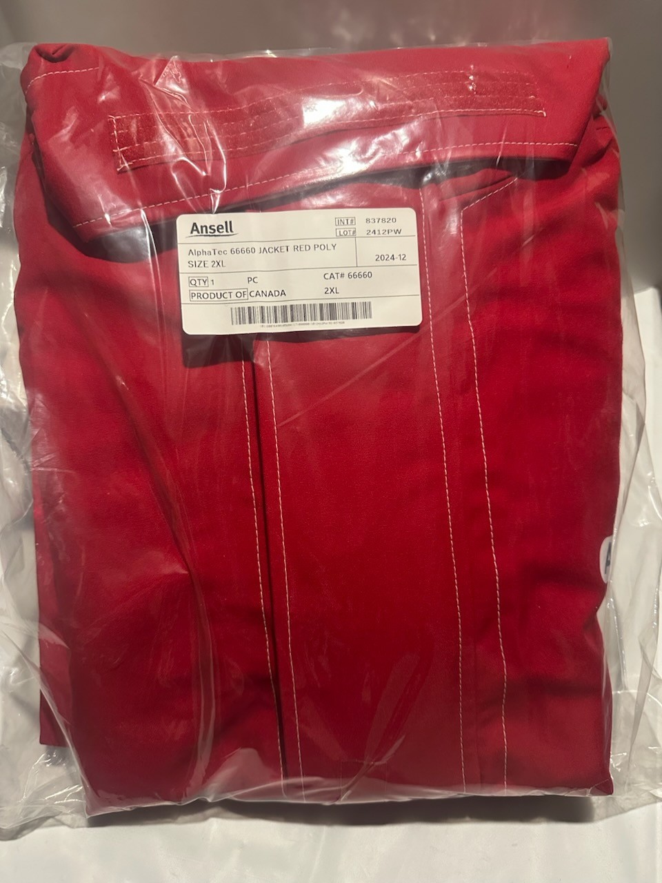 New Ansell Alphatec 66660 Red Breathable Polyester Jacket Size 2 XL(00)