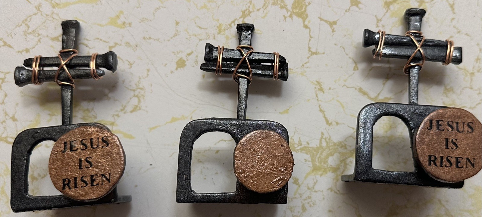 empty tomb and 3 nails cross tabletop symbol of our Lords resurrection 4\