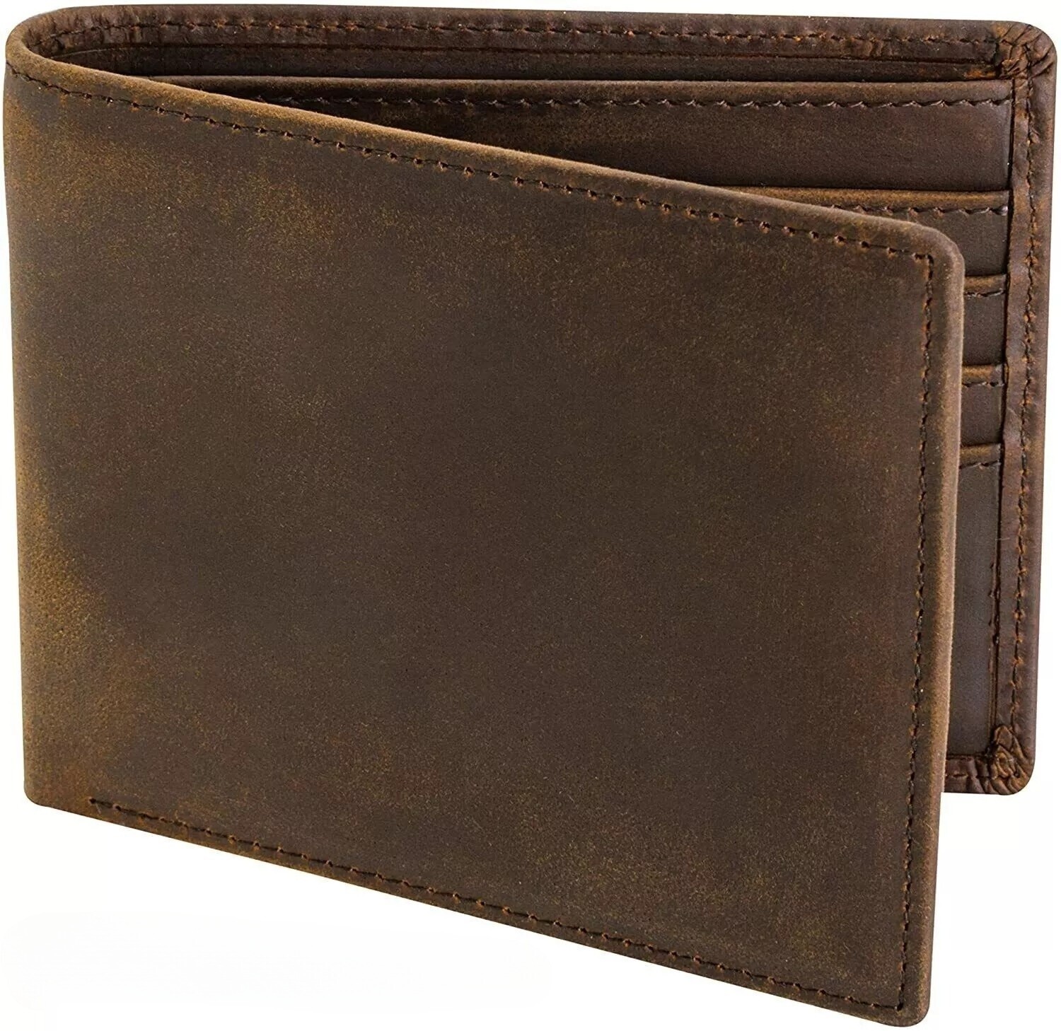 Men RFID Blocking Full Grain Crazy Horse Leather Men\'s Bifold Center Flap Wallet Men RFID Blocking Full Grain Crazy Horse Leather Men\'s Bifold Center Flap Wallet