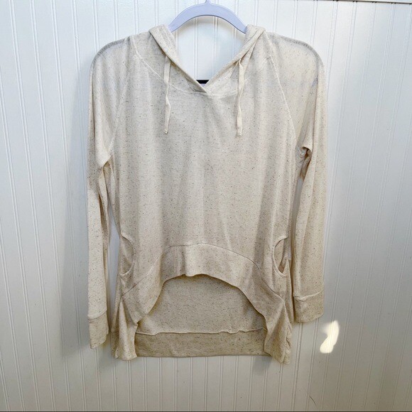 Silent Theory Australia Cream Lightweight & Semi Sheer High-Low Hem Hoodie Sz 12 Silent Theory Australia Cream Lightweight & Semi Sheer High-Low Hem Hoodie Sz 12