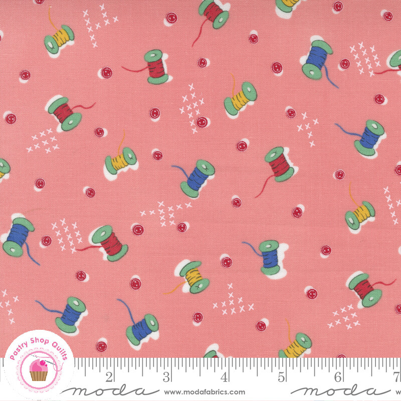 Moda  30\'s PLAYTIME 33632 13 Petal Pink Spools Quilt Fabric 30s Reproduction