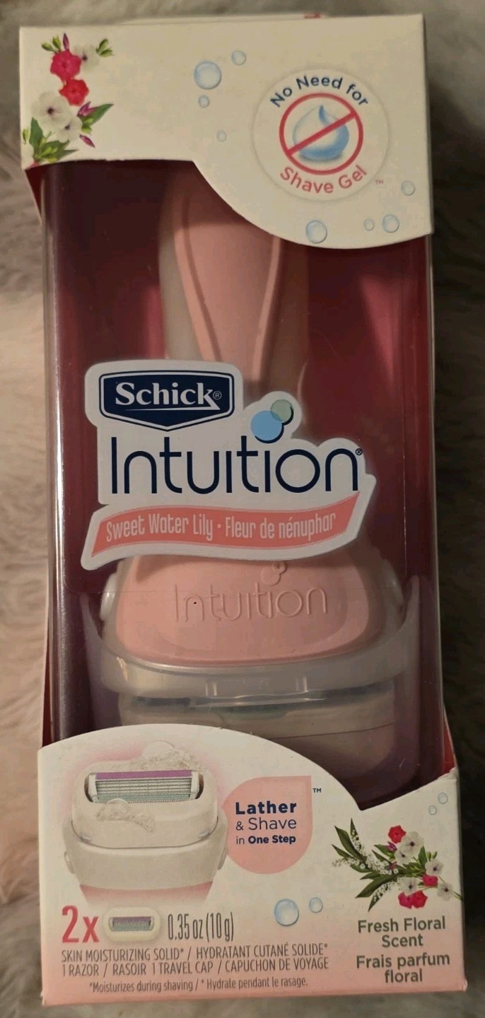 NEW Schick INTUITION Sweet Water Lily Razor - Lather & Shave In One Step. NEW Schick INTUITION Sweet Water Lily Razor - Lather & Shave In One Step.