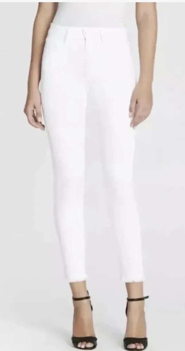 Paige White High Rise Boyfriend  Slim Jeans Brigitte Raw Hem Sz 26 NWOT