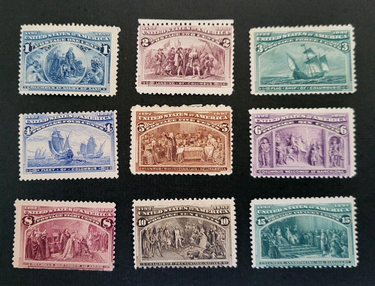 US Scott #230- 238 Columbus Set of (9) Unused. HR,  Comments