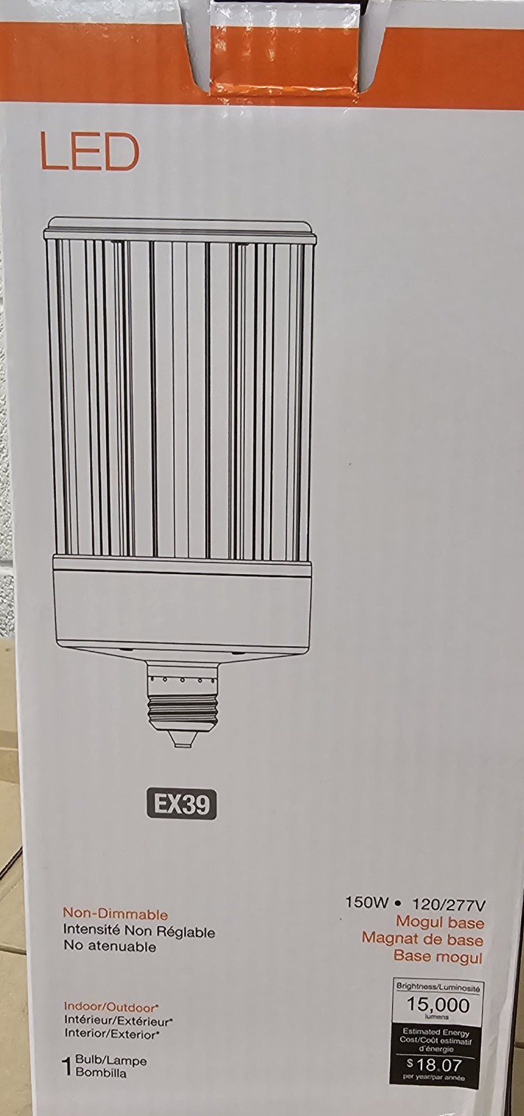 4 Pack - Sylvania 150W LED Corn Bulb EX39, 15,000 lumens 120V-277V, 4000K 4 Pack - Sylvania 150W LED Corn Bulb EX39, 15,000 lumens 120V-277V, 4000K
