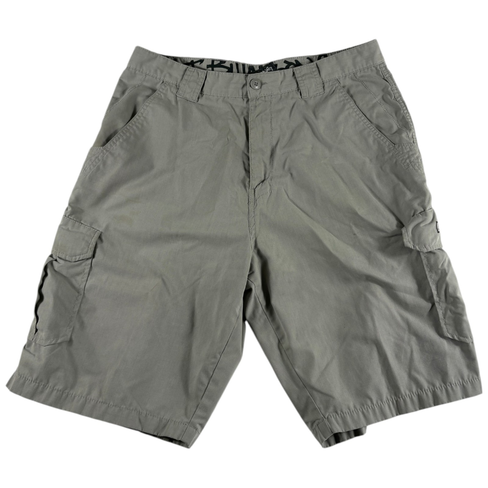 Vintage Billabong Regular Cargo Shorts Mens 34 Gray Cotton Flap Pockets Hiking