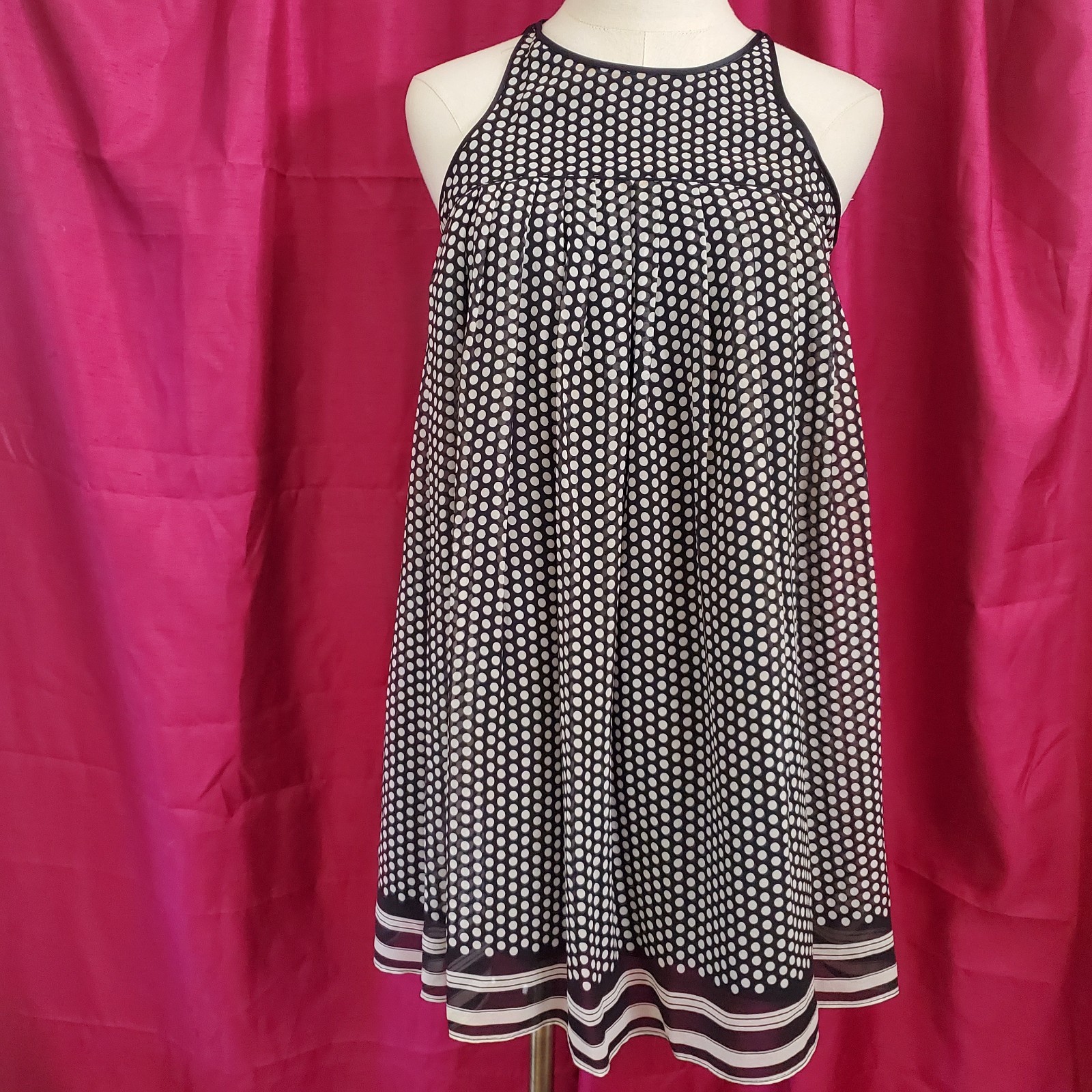 The Limited Silk Halter Dress XS Black White Polka Dot Layered Mini Dress Y2K The Limited Silk Halter Dress XS Black White Polka Dot Layered Mini Dress Y2K