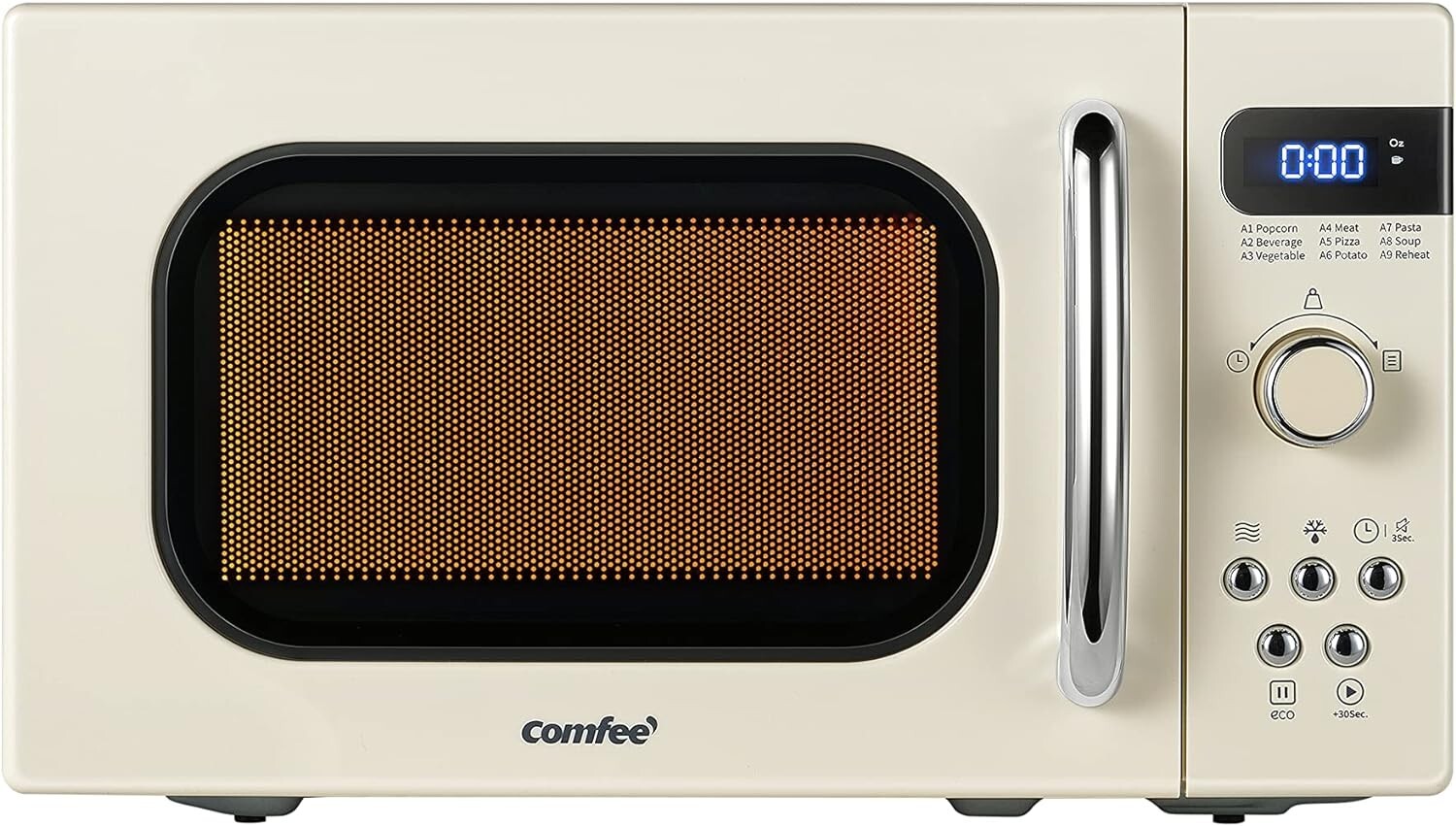 COMFEE' Retro Small Microwave Oven 0.7 CU Compact Size, 9 Preset Menus, Apricot COMFEE' Retro Small Microwave Oven 0.7 CU Compact Size, 9 Preset Menus, Apricot