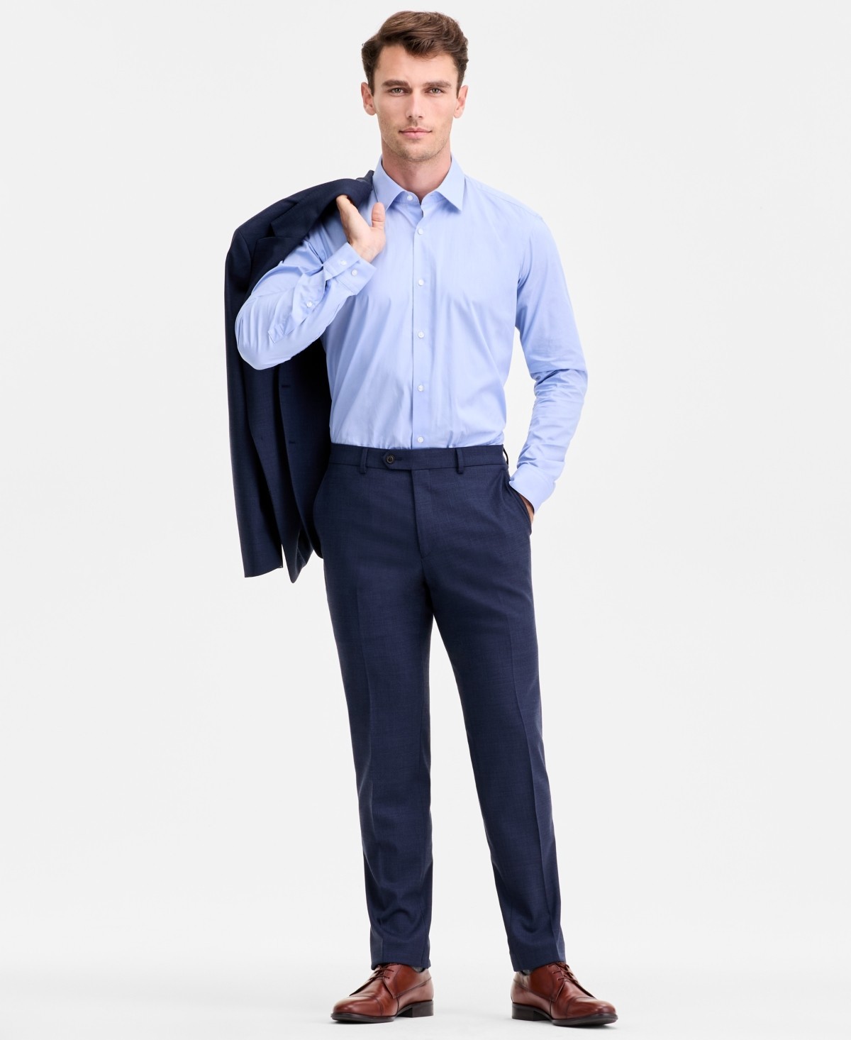 Ted Baker Mens Modern fit Wool Dress Pants 32 / 30 Navy  Blue Solid