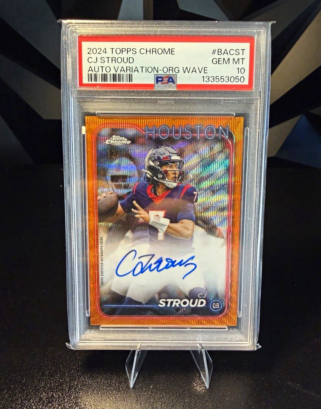 Topps 2024 Chrome C.J. Stroud Texans Orange Wave Refractor /25 Auto PSA 10 Topps 2024 Chrome C.J. Stroud Texans Orange Wave Refractor /25 Auto PSA 10