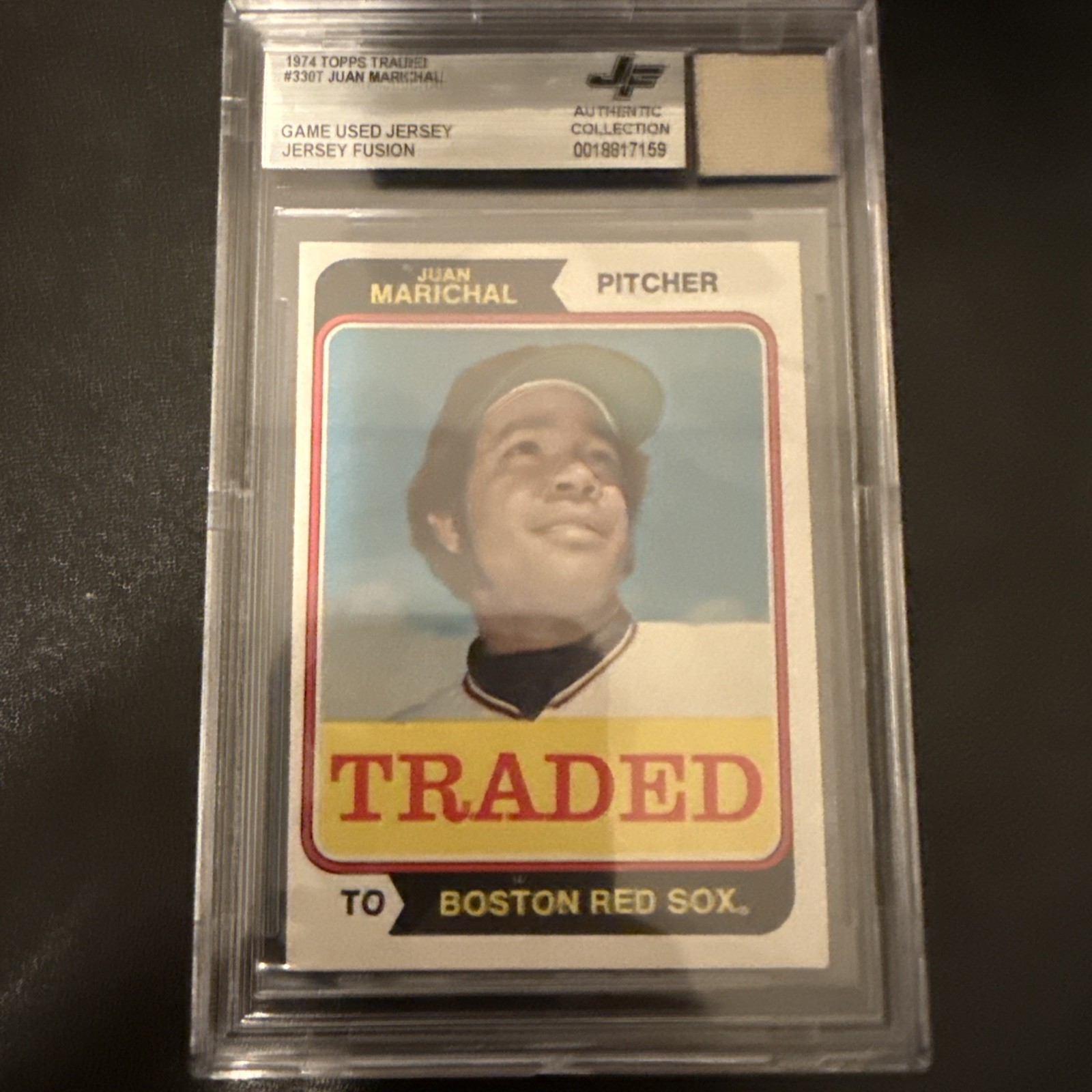 Topps 1974 Traded Juan Marichal Game Used Jersey Baseball Card #330T Red Sox Topps 1974 Traded Juan Marichal Game Used Jersey Baseball Card #330T Red Sox