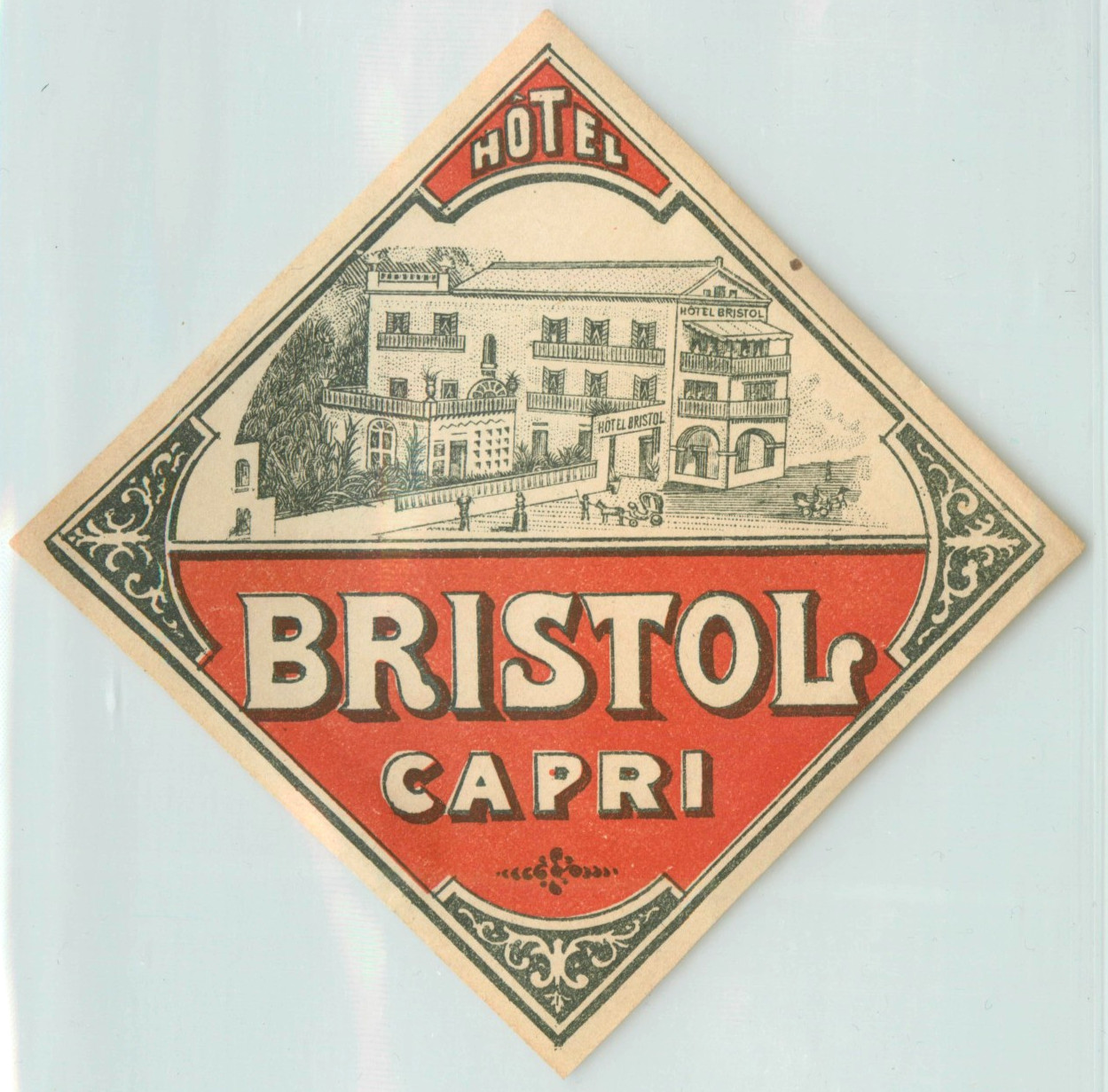 Hotel Bristol ~CAPRI - ITALY~ Historic & Scarce Early Luggage Label, c. 1900 Hotel Bristol ~CAPRI - ITALY~ Historic & Scarce Early Luggage Label, c. 1900