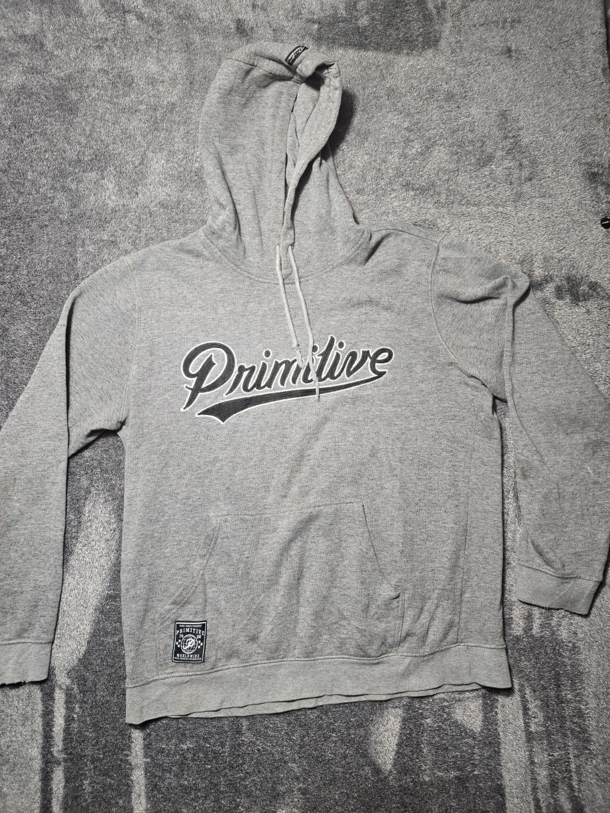 Primitive Apparel Hoodie Mens Large Gray Script Logo Pullover Skateboarding Skat Primitive Apparel Hoodie Mens Large Gray Script Logo Pullover Skateboarding Skat