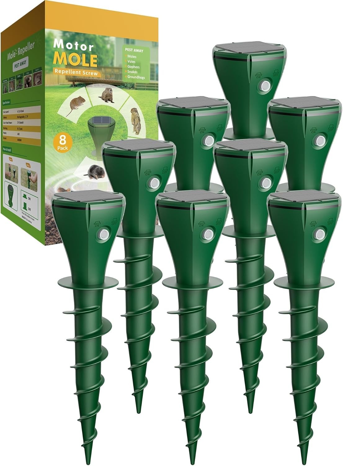 Mole Repellent Solar Powered for Lawns, 8pcs Mole Repellent Solar Powered for Lawns, 8pcs