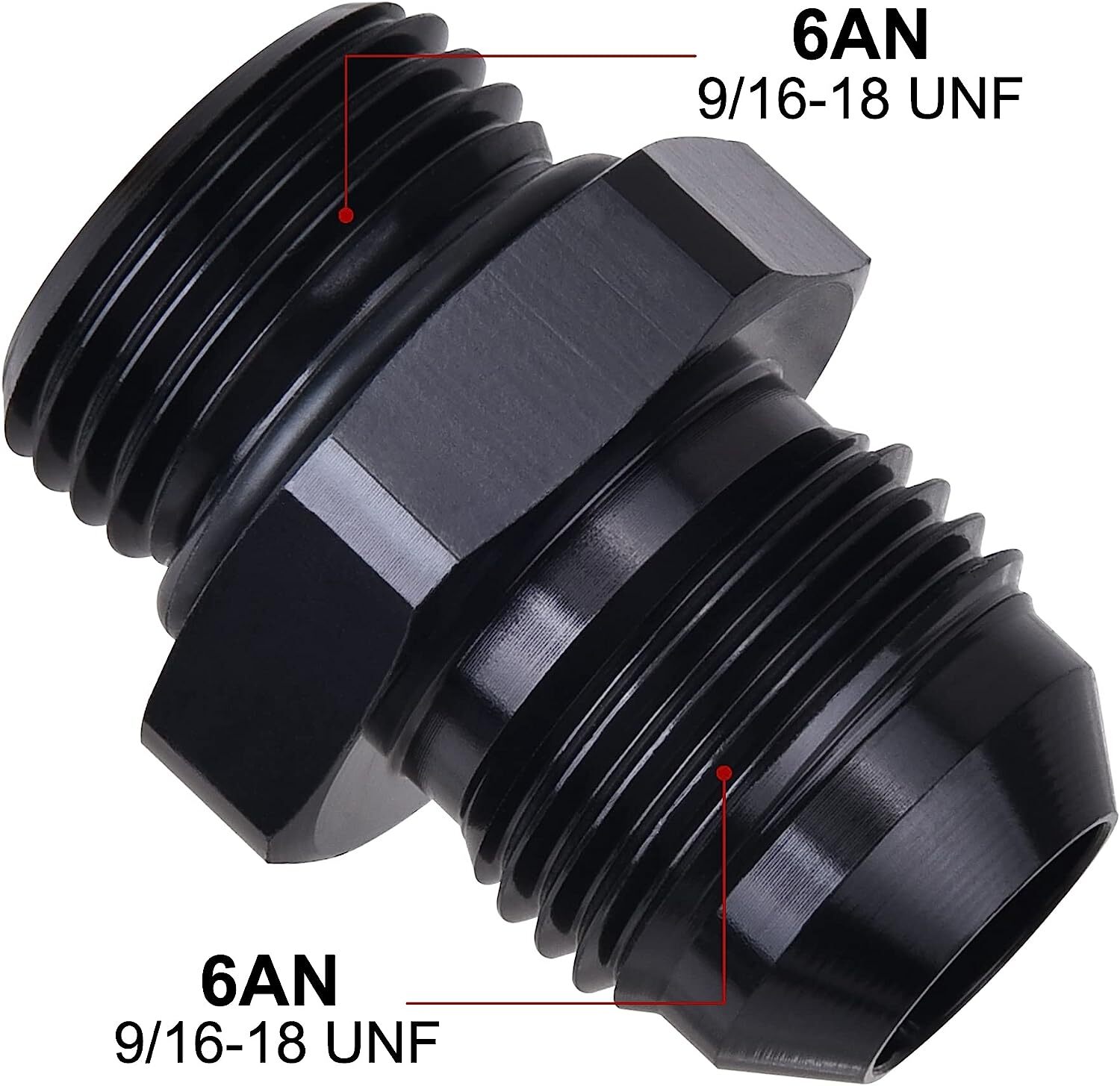 2PCS AN6 AN8 AN10 Flare to 6AN 8AN 10AN ORB Male O-Ring Fitting Adapter Black