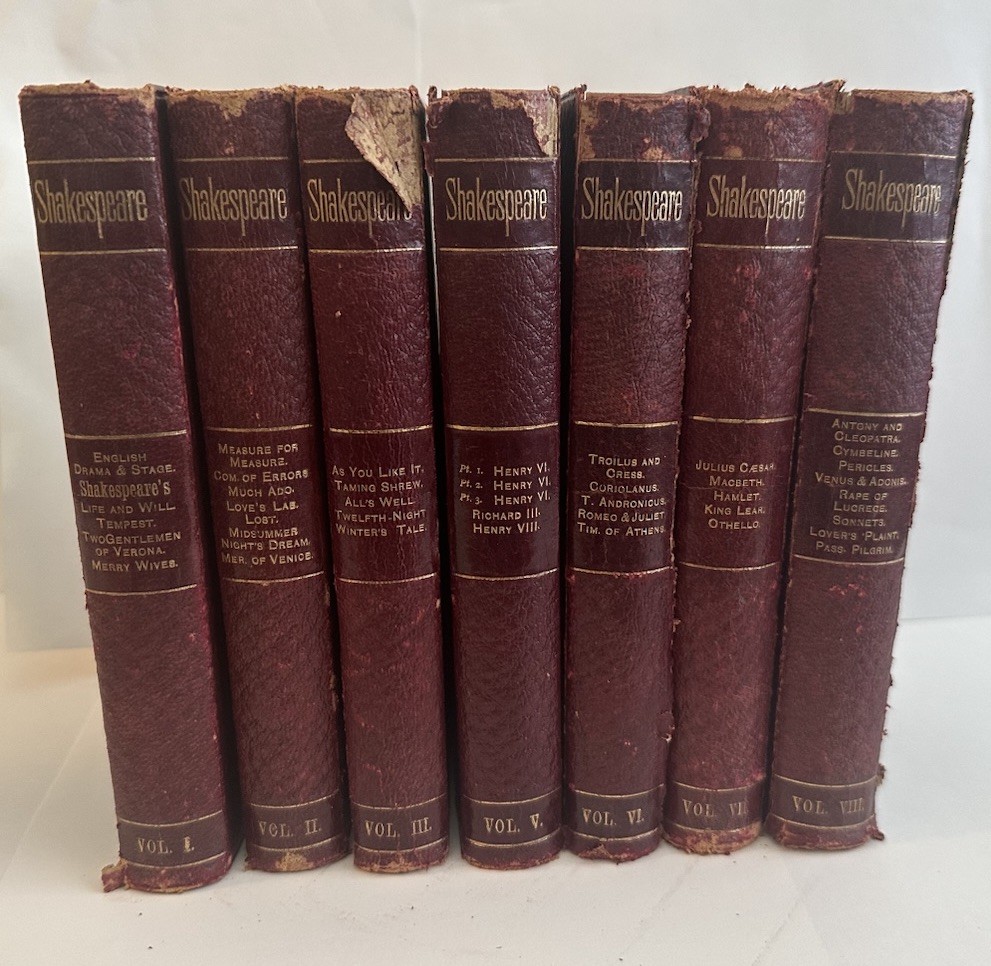 Antique 1870 /80s Shakespeare 7 Of 8 Volumes Leather Bound Porter & Coates Read