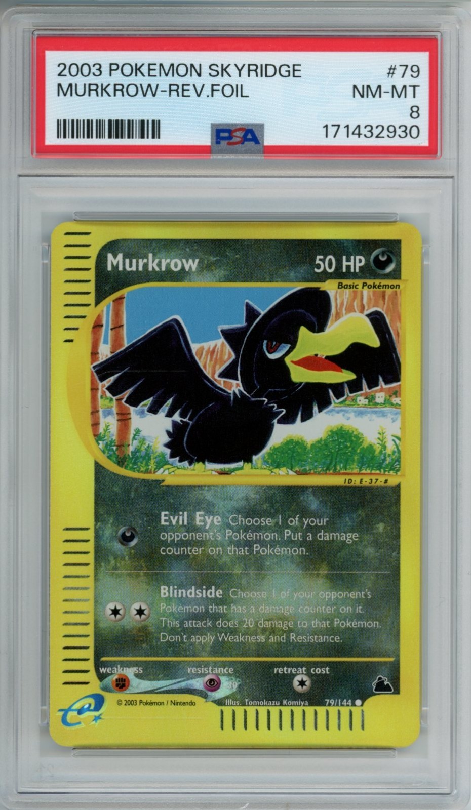 2003 Pokemon PSA 8 Murkrow Reverse Foil - 79/144 Skyridge NM-MINT