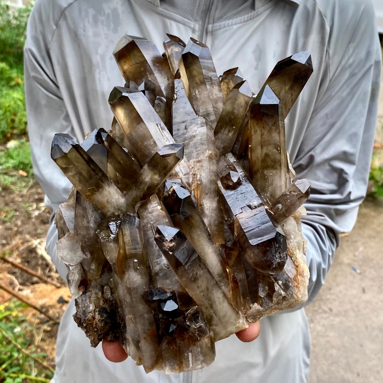 7.84LB Natural smoky black quartz cluster crystal mineral specimen healing