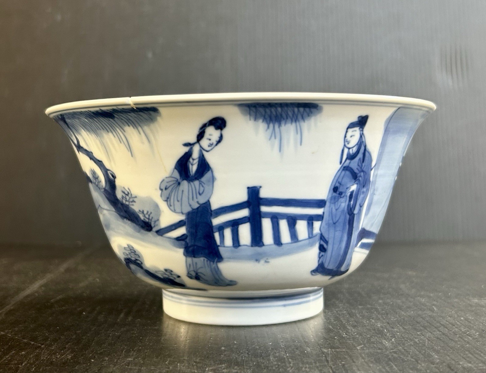 Antique Kangxi Chinese Under glazed Blue Porcelain Bowl XIXIANGJI Subject Antique Kangxi Chinese Under glazed Blue Porcelain Bowl XIXIANGJI Subject
