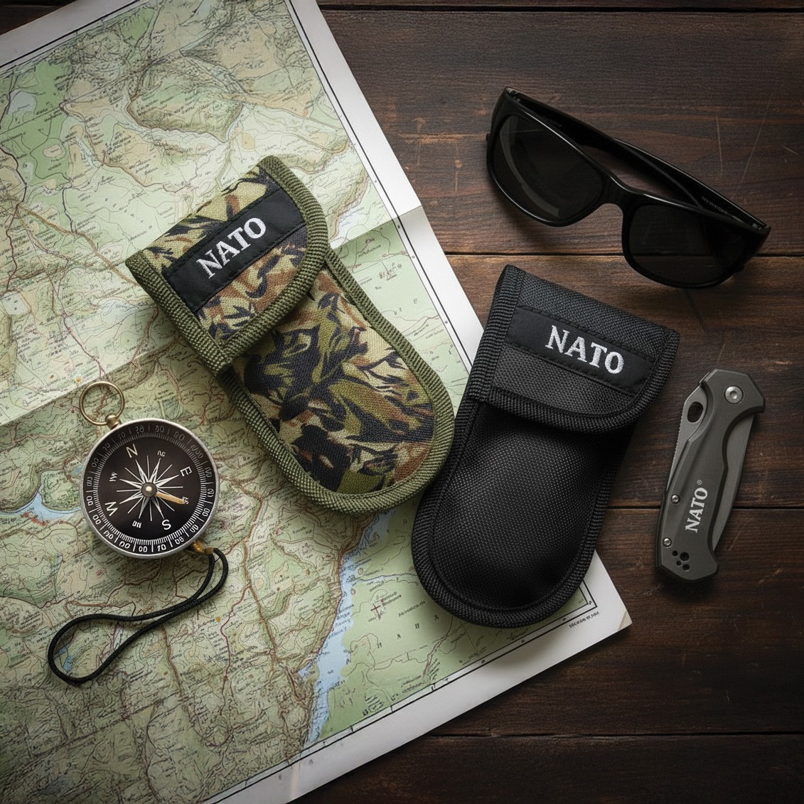 NATO® Tactical Watch & Pocket Knife Travel Pouch Ballistic Nylon EDC Carry Case
