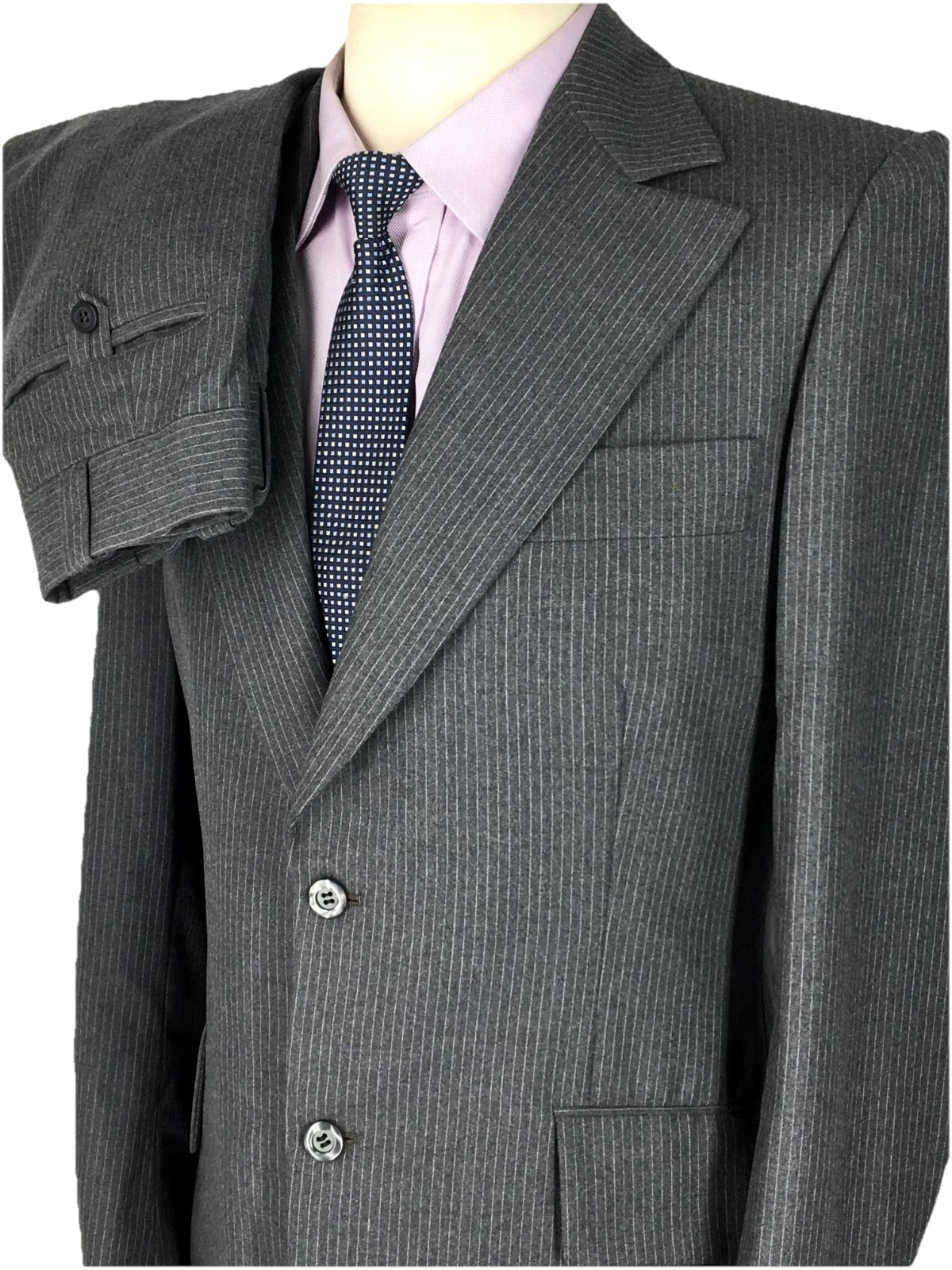 38L Unbranded USA Mens 1974 Vintage Canvassed 2 Button Pure Wool Suit Pants 34