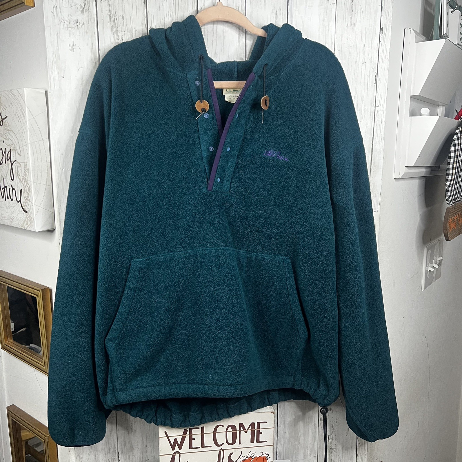 Vintage 90s LL Bean Snap Fleece Pullover Cursive Script Teal Purple XXL Gorpcore Vintage 90s LL Bean Snap Fleece Pullover Cursive Script Teal Purple XXL Gorpcore