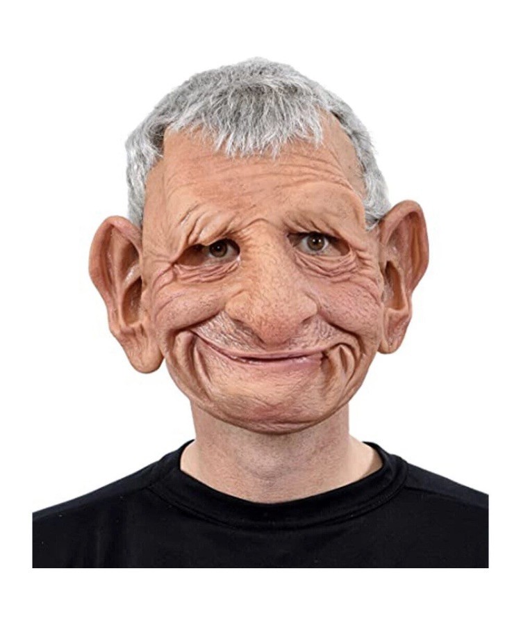 Realistic Old Man Mask Latex Halloween Cosplay Party Full Face Cover Headgear
